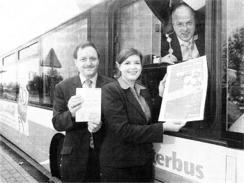 Jim McCauley, Translink Controller for Lisburn, Deborah Matchett, Belfast International Airport PR Manager and Councillor James Tinsley, Mayor of Lisburn.