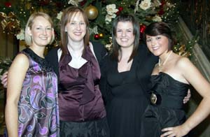 Band members Carolyn Hunter, Alison Walker, Nicola Hill and Zoe Montgomery out of uniform and looking chic for the evening dance and buffet supper.