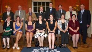 L to R: Sydney and Sandra McGown, John and Caroline Greer, Desi and Linda Hamilton, Nigel Wilkinson and Jill Smith, Gareth Murray and Christina Stewart, Nigel and Julie Grant, Edmond and Doreen Irvine and Patricia Caddoo.