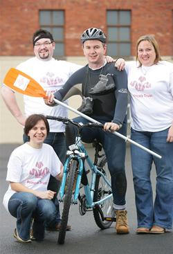 Patrick Davidson (centre) from the Prince's Trust Northern Ireland starts training for the Capgemini Wild UK Challenge, along with his colleagues Orla McCarron, Aodh�n Connolly and Pauline Blair.