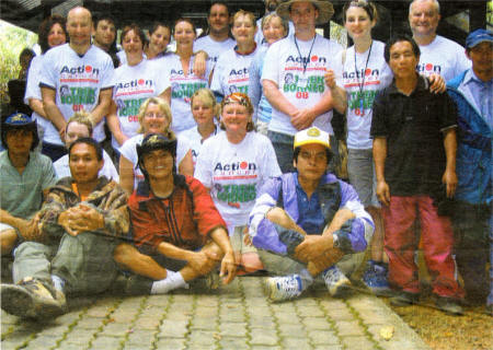 Allyson and the rest of the Trek Borneo team at the summit of Mount Kinabalu