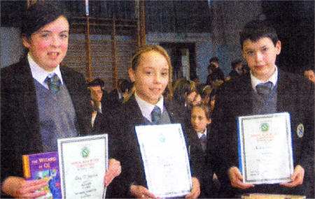 Year 9 winners - Jessica O'Neill, Kevin Goan and Amy McStravick