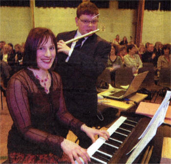 Music teacher Ruth Rea with Year Eight pupil Ben Houston at Laurelhill Community College's charity spring concert. US1108-401PM