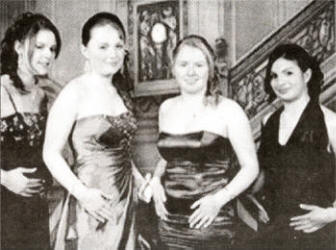 Rebecca Connolly, Jayne Getty, Leanna Tate and Ana Howard enjoy Saintfield High School's Charity Ball in the Hilton Hotel.