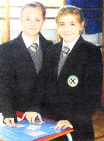 Alex Martin an Tiffany Shirlow of St Patricks High School put their maths skills to the test