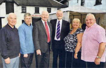 At Hilden Brewery during a recent visit to Lisburn City was (1-r) Alderman Ivan Davis, Councillor Brian Heading, Chairman of Lisburn City Councils Leisure Services Committee, Lisburn City Council's Mayor, Councillor Ronnie Crawford, Mayor of Warrington Borough Council, Councillor Graham Welborn, and councillors Kate and Mike Hannon.