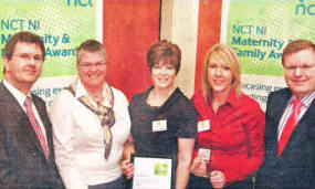 (L-R) MLA Jeffrey Donaldson MP MLA, Niamh McCabe, Margretta Burdon, Maureen Ritchie and Jonathan Craig MLA.