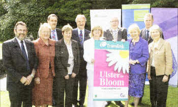 At the 2009 Translink Ulster in Bloom Awards are Jim McCauley Translink, Clive Gordon Northern Ireland Tourist Board, Allan Ewart Lisburn Mayor, Mark Grey, Roy Hanna, Nel Colgan, Rita Fee, Councillor Helen Quigley, NILGA, Translink Chairman Veronica Palmer and Chairman of Lisburn City Council's Environmental Services Committee Councillor Betty Campbell.