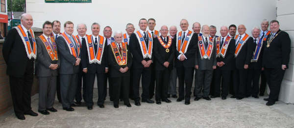 Lisburn District LOL No 6 officers bearers and guests pictured at an ‘Ulster Scots Gala and Dinner’ in Lisburn Orange Hall on Friday 26th June. 