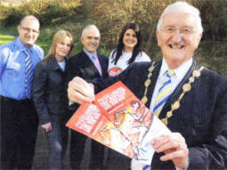 The Mayor at the launch of Coca-Cola Lisburn 1/2 Marathon, 10K & Fun Run with Gillian McBrien Coca Cola, Frank Mitchell U 1 0 5 ,Jennifer McGivern Diabetes UK and Brendan Courtney Lisburn City Council