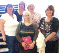 Linda Kerr (Armstrong), Catherine Mack (Tiffen), Roberta McKinstry (Loughhead), Pamela Moore (McMillan), Angele Lemon (Porter) at Dunmurry High School's open night and barbecue.