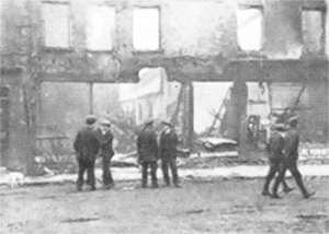 The remains of Donaghy's Boot and Shoe Shop in Market square.