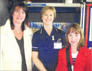 Nurse Zoe Glasgow, part of Wallace's Pastoral Care Team, with Anahilt pupil Chloe McCoosh and her Mum Judith at Wallace's recent Open Day.