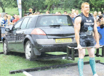 Winner of the car deadlift, James Fennelly from Kilkenny.