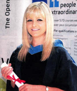 Angie McKeown at the 0U graduation in the Waterfront Hall
			