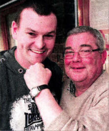 Jim Russell, secretary of Canal Boxing Academy is welcomed to the Friday Fight Night boxing competition at the Royal British Legion Club, Sackville Street, by Legion chairman Ken Murphy. US1610-501cd
	