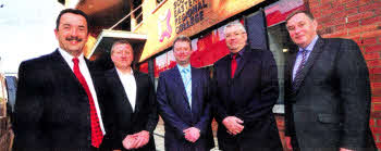 (L-R) Michael Malone, Director of Curriculum and lnformation Services — SERC, Martin Gillespie -Grahams Facility Management, Gary Chambers, Contracts Manager — SERC, lan Cuthbertson - Bilfinger Berger Project lnvestments and Ken Webb, Principal and Chief Executive - SERC
			