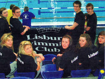 The Lisburn City Swimming Team relax during the recent lrish Long Course Nationals (team members not shown Peter Sands, Nicky Galloway, Olan Derry).
	