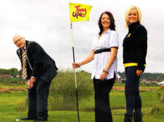 Mayor, Councillor Allan Ewart, tees off in preparation for the Charity Golf Day (in aid of TinyLife) on Saturday 22nd May at the Down Royal Park Golf Course.
	