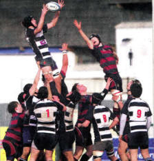 Wallace second row Stuart Evans takes this lineout ball against BRA.
