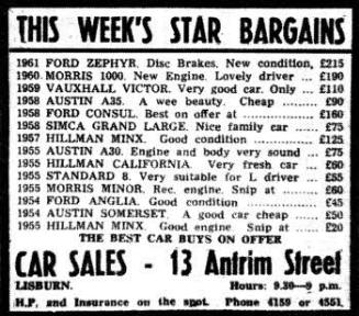 IF you were after a car back in 1966 then you could have driven off with a great bargain - a1955 Hillman Minx for a mere £20.