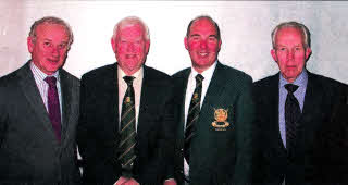 Lisburn's new Captain with Honorary Treasurer Ernie Taylor, Vice Captain Roy Stewart and Honorary Secretary Maurice Henderson.