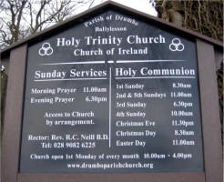 Noticeboard at Holy Trinity, Drumbo, Dunmurry.